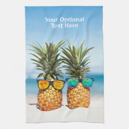 Aangepaste tekst Strand Ananas Theedoek