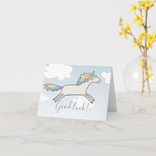 Aangepaste tekst Succes Unieke Eenhoorn Opmerking  Kaart (Gele Bloem)