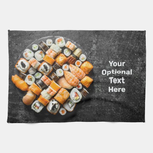 Aangepaste tekst Sushi Platter Theedoek (Horizontaal)