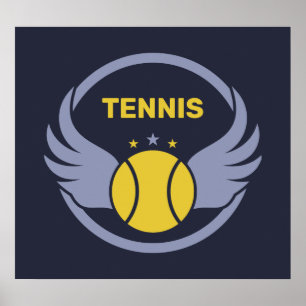 Aangepaste tekst Tennisbal met vleugels Poster