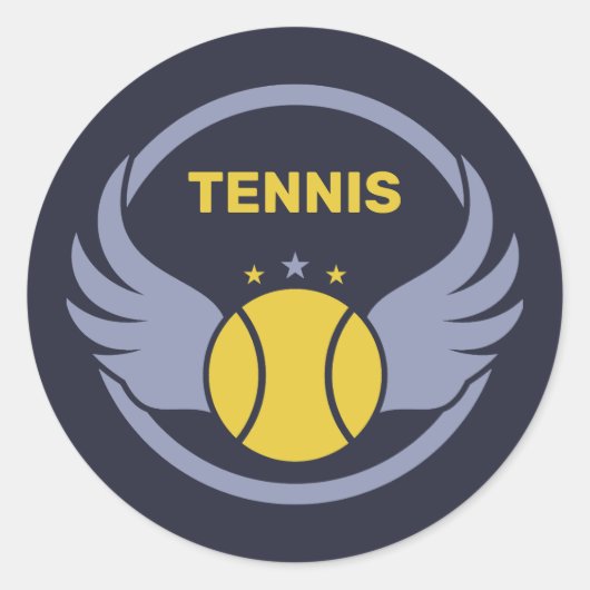 Aangepaste tekst Tennisbal met vleugels Ronde Sticker (Voorkant)