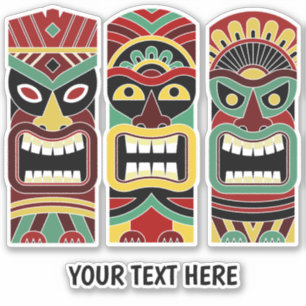 Aangepaste tekst Tiki Totems stickers