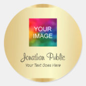 Aangepaste tekst toevoegen Upload uw foto of zakel Ronde Sticker (Voorkant)