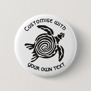 Aangepaste tekst Tribal Turtle Design Ronde Button 5,7 Cm