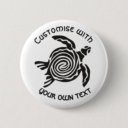 Aangepaste tekst Tribal Turtle Design Ronde Button 5,7 Cm (Voorkant)