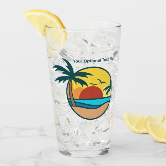 Aangepaste tekst Tropisch strand Sunset Glas (Voorkant ijs)