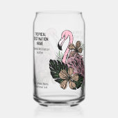 Aangepaste tekst Tropische Flamingo Blikvorm Glas (Voorkant)