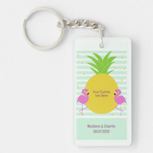 Aangepaste tekst Tropische flamingos Sleutelhanger