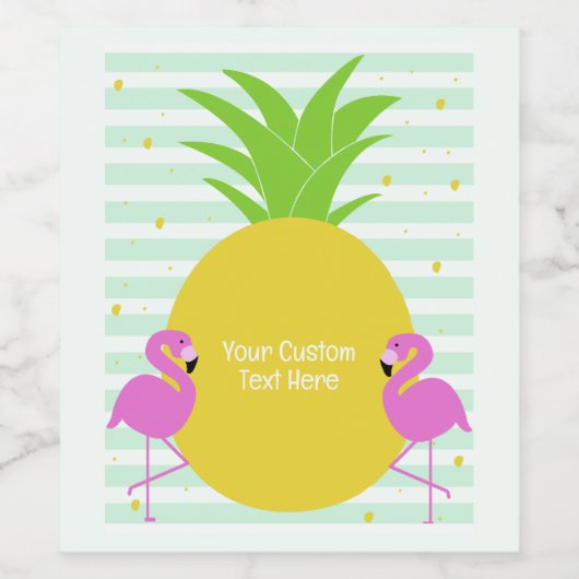 Aangepaste tekst Tropische flamingos Wijn Etiket (Enkel label)