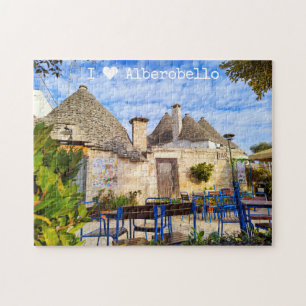 Aangepaste tekst, trulli-huizen, Alberobello, Apul Legpuzzel