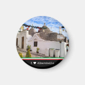 Aangepaste tekst, trulli-huizen in Alberobello Magneet (Voorkant)