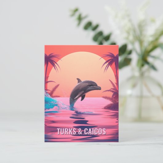 Aangepaste Tekst Turks- en Caicoseilanden Dolfijn Briefkaart (Staand voorkant)