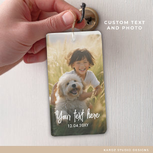 Aangepaste tekst Twee foto Keepsake Familiefoto Sleutelhanger