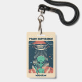 Aangepaste tekst UFO Alien Badge (Voorzijde met lanyard)
