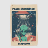 Aangepaste tekst UFO Alien Golfhanddoek (Voorkant)