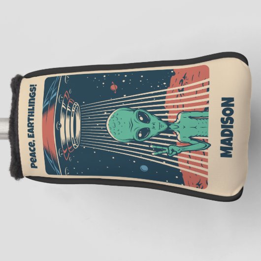 Aangepaste tekst UFO Alien Golfheadcover (Voorkant)