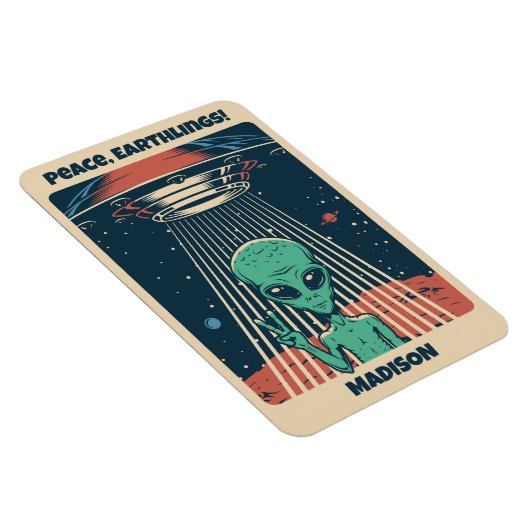 Aangepaste tekst UFO Alien Magneet (Rechterzijde)