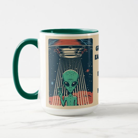 Aangepaste tekst UFO Alien Mok (Links)
