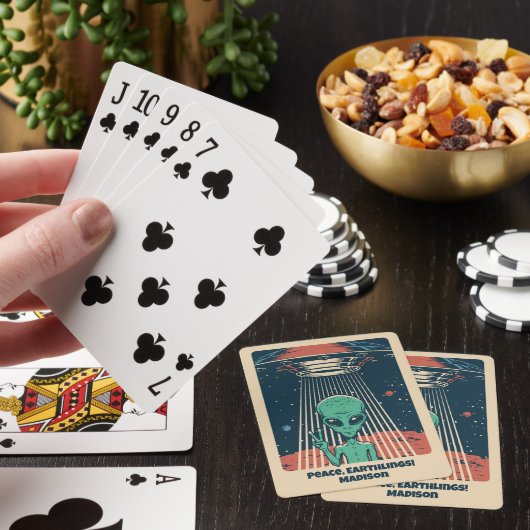 Aangepaste tekst UFO Alien Pokerkaarten (Insitu)