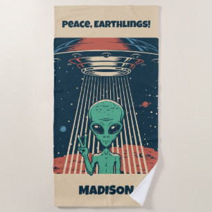 Aangepaste tekst UFO Alien Strandlaken