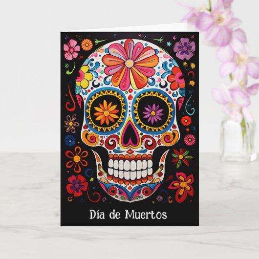 Aangepaste tekst 💀Uitstekende Día de Muertos Kaart (Orchidee)