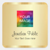 Aangepaste tekst Upload uw foto of zakelijke Logo Vierkante Sticker (Voorkant)