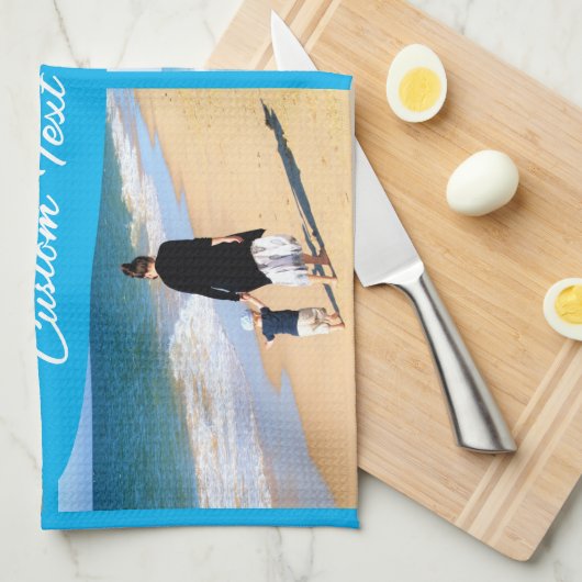 Aangepaste tekst uw fotocollage keukenhanddoek (Quarter Fold)