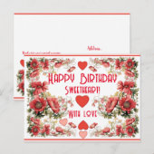 Aangepaste tekst vintage klaproos verjaardagsboeke briefkaart (Voorkant / Achterkant)