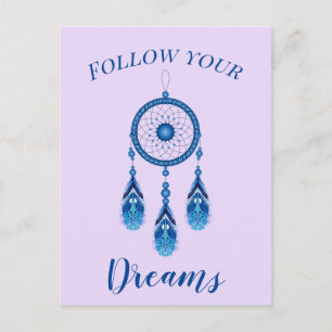 Aangepaste tekst Volg je dromen Blauwe Drocatcher Briefkaart