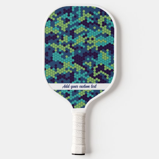 Aangepaste tekst voor Abstract blauw Honeycomb-pat Pickleball Paddle (Achterkant)