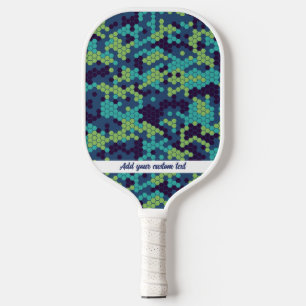 Aangepaste tekst voor Abstract blauw Honeycomb-pat Pickleball Paddle