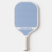Aangepaste tekst voor abstract kustblauw golfpatro pickleball paddle (Achterkant)