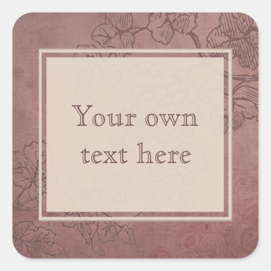Aangepaste tekst voor Bourgogne Wine Grapevine Vierkante Sticker (Voorkant)
