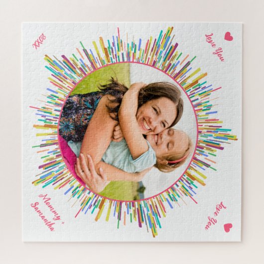 Aangepaste tekst voor foto's en kleurrijke Abstrac Legpuzzel (Horizontaal)