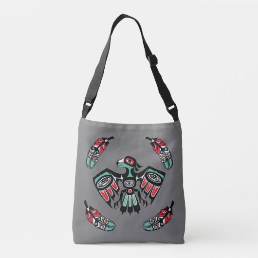 Aangepaste tekst voor Haida Eagle en Orca Omkeerba Crossbody Tas (Achterkant)