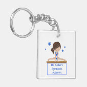 Aangepaste tekst voor jonge Gymnast Academy School Sleutelhanger (Voorkant Links)