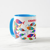 Aangepaste tekst voor kleurrijke vis mok (Voorkant links)