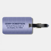 Aangepaste tekst voor lichte blauwe metalen tekst bagagelabel (Achterkant horizontaal)