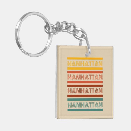 Aangepaste tekst voor Manhattan Retro Style Sleutelhanger (Voorkant Links)