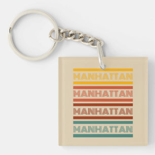 Aangepaste tekst voor Manhattan Retro Style Sleutelhanger