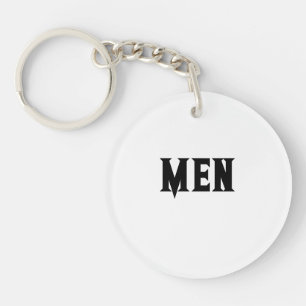 Aangepaste tekst voor mannen Zwarte tekst Witte ac Sleutelhanger