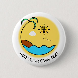 Aangepaste tekst voor moderne zomervakantie ronde button 5,7 cm