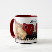 Aangepaste tekst voor muziekinstrumenten mok (Voorkant links)