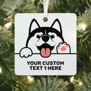 Aangepaste tekst voor Siberian Husky Metalen Ornament