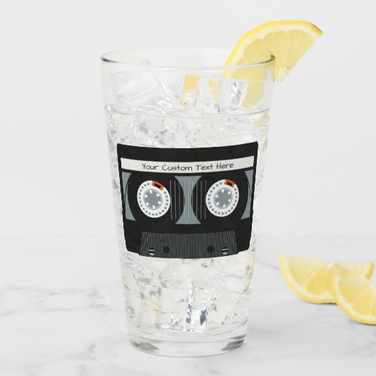 Aangepaste tekst voor tapetape met Retro Casette Glas (Achterkant ijs)