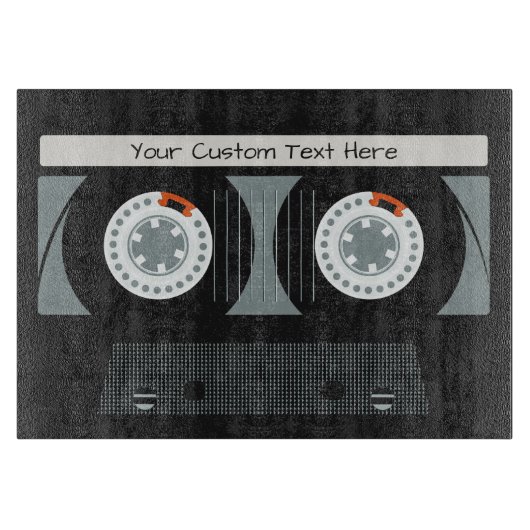 Aangepaste tekst voor tapetape met Retro Casette Snijplank (Voorkant)
