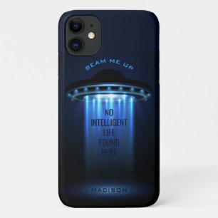 Aangepaste tekst voor UFO-ruimteschip iPhone 11 Hoesje