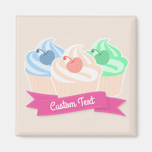 Aangepaste tekst voor zoete cupcake magneet