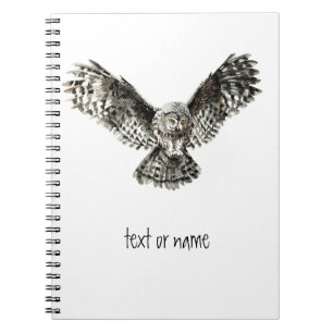 Aangepaste tekst, Waterverf Owl, vogeldier, Natuur Notitieboek