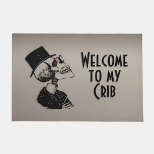 Aangepaste tekst Welkom bij Mijn Wieg Classy Skull Deurmat